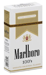 A pack of Marlboro Gold 100's cigarettes